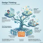 Design Thinking in Business: A Framework for Creative Problem-Solving SmartKeys Infographic titled 'Design Thinking: A Framework for Practical Innovation' displaying the core stages of practical innovation and the three lenses of sustainable solutions: desirability, feasibility, and viability