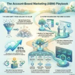 Account-Based Strategy: Aligning Sales and Marketing for High-Value Clients Infographic featuring the Account-Based Marketing (ABM) Playbook by SmartKeys, outlining a 4-step framework to align sales and marketing teams for targeting high-value accounts.