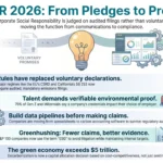 Infographic illustrating CSR trends for 2026 from SmartKeys, highlighting the shift from voluntary promises to audited compliance, emissions regulations, talent expectations, and carbon accounting.