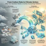 SmartKeys infographic comparing manual tracking to carbon accounting software, highlighting the importance of accurate data for corporate sustainability and emissions reduction.