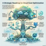 Cloud Cost Optimization Strategies for Tech Companies of All Sizes SmartKeys infographic: Strategic Roadmap to Cloud Cost Optimization, visualizing steps to eliminate waste, right-size resources, and establish governance to reduce cloud spend by up to 75%.