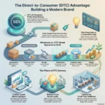 SmartKeys infographic explaining the Direct-to-Consumer (DTC) advantage, comparing traditional wholesale to DTC models, and detailing the core pillars of e-commerce success.