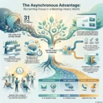 Embracing Asynchronous Work: Boost Productivity with Fewer Meetings SmartKeys infographic on the asynchronous work advantage, offering a visual playbook to reduce meetings, reclaim focus, and boost productivity with async-first communication.