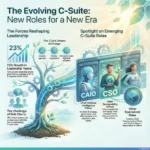 SmartKeys infographic highlighting emerging C-Suite roles for a new era, specifically the Chief AI Officer (CAIO) and Chief Sustainability Officer (CSO) to address modern leadership challenges.