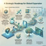 Global Expansion Strategy: A Framework for Success in New Markets SmartKeys infographic presenting a strategic roadmap for global expansion, detailing phases for foundational strategy, market research, entry models, and local talent adaptation.