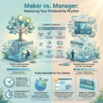 Maker vs Manager Schedule: Optimize Your Calendar for Your Work Style SmartKeys infographic illustrating the Maker vs. Manager schedule to optimize productivity, highlighting the costs of context switching and tactical guardrails for calendar management.