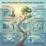 Micro-Productivity: Making the Most of Small Time Gaps in Your Day Infographic about Micro-Productivity by SmartKeys, detailing how to turn small time gaps into big wins using the two-minute rule, task chunking, and focused 25-minute sprints.