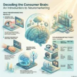 SmartKeys infographic titled "Decoding the Consumer Brain: An Introduction to Neuromarketing." It illustrates how tools like eye-tracking, biometric signals, and fMRI reveal true visual attention, subconscious emotional reactions, and memory encoding to optimize marketing strategies and understand consumer behavior.