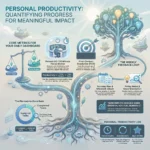 Personal Productivity Metrics 2026: How to Quantify Your Daily Progress Infographic detailing personal productivity metrics to quantify daily progress, featuring core dashboard indicators like the planned-to-done ratio, focus blocks, input versus output balance, and weekly feedback loops.