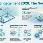 Remote Employee Engagement: What the 2026 Evidence Shows Infographic showing 2026 remote employee engagement statistics, comparing remote worker satisfaction, manager disengagement, isolation risks, and structural clarity benefits.