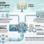 SmartKeys infographic on retail media in 2026: point-of-purchase ads, US spend growth and first-party data targeting.