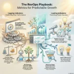 RevOps Productivity Metrics: Align Sales, Marketing, and Ops for Better Results SmartKeys infographic titled "The RevOps Playbook: Metrics for Predictable Growth." It illustrates a mechanical tree structure connecting lagging indicators like ARR/MRR and LTV:CAC with leading indicators like Pipeline Coverage and Sales Velocity to align sales, marketing, and operations.