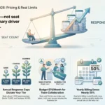 SurveySparrow Review 2026: Pricing, Plans & Real Limits SurveySparrow 2026 pricing and real limits infographic illustrating how annual response volume outweighs seat count, comparing Basic, Starter, and Business response caps, annual billing savings, and add-on modules by SmartKeys.