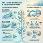 SmartKeys Infographic "The Future is Freelance: A Revolution in Work." It highlights trends in the gig economy, noting 90.1 million projected U.S. freelancers by 2028, a $1.27 trillion economic contribution, and the impact of AI and Gen Z on the remote workforce.