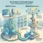 Product-Led Growth Playbook: From Onboarding to Expansion SmartKeys Product-Led Growth playbook infographic mapping the PLG engine from onboarding to expansion, featuring Time-to-Value metrics, real-world freemium tactics, and a three-phase implementation roadmap.