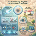 Infographic titled 'The Timeboxing Playbook' detailing daily scheduling strategies to beat Parkinson's Law, featuring a task duration guide, hard versus soft constraints, and a 3-step productivity workflow.Infographic titled 'The Timeboxing Playbook' detailing daily scheduling strategies to beat Parkinson's Law, featuring a task duration guide, hard versus soft constraints, and a 3-step productivity workflow.