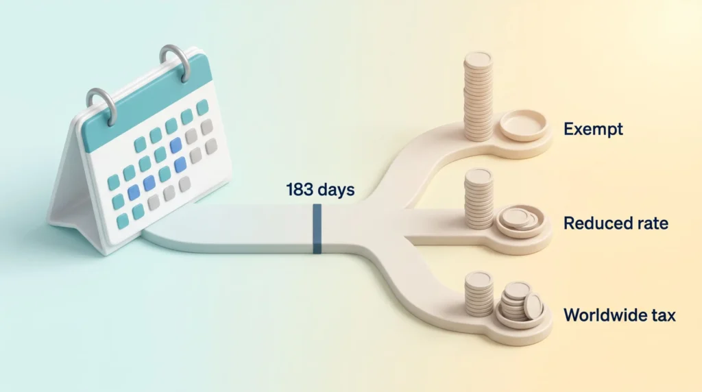 Nomad Visa Tax Residency Outcomes Nomad visa tax residency after 183 days in a country, leading to exempt foreign income, a reduced rate or worldwide tax.