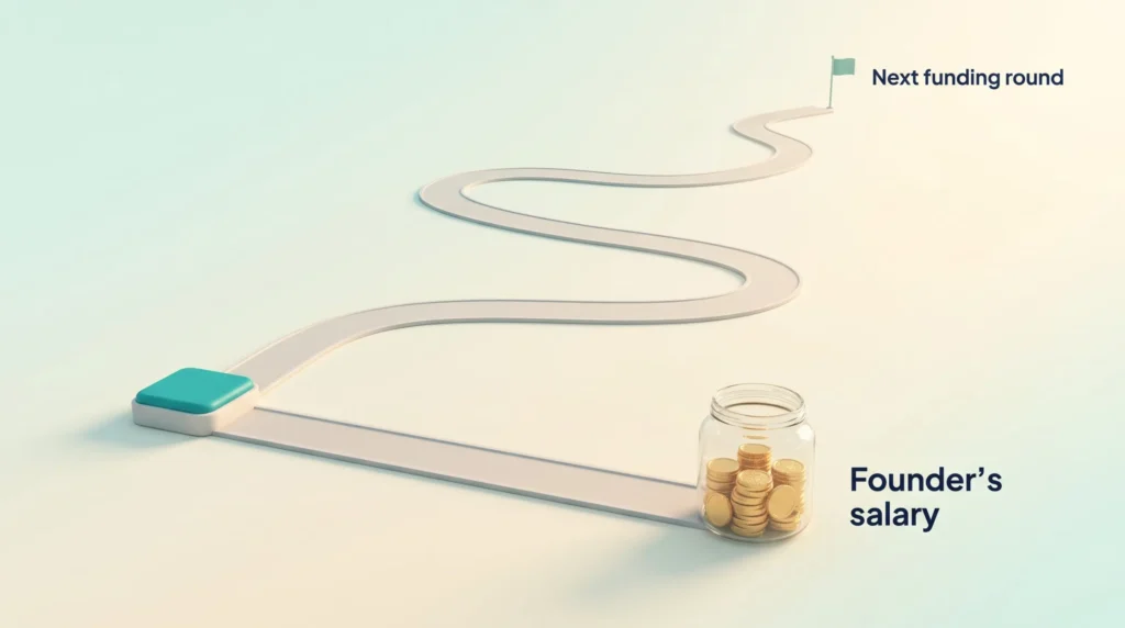 Micro SaaS path comparison: a long winding road to the next funding round versus a short path to a jar covering the founder's salary