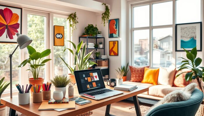 remote work creative workspace