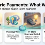 Biometric Payment Systems in 2026: What Works and What Failed Infographic on biometric payments: device-based fingerprint checks and passkeys work, in-store palm scanners stalled, and injection attacks need vendor scrutiny.