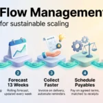 Cash Flow Management in 2026: Strategies for Sustainable Scaling Cash flow management infographic showing five steps: know your numbers, forecast 13 weeks, collect faster, schedule payables and secure credit early.