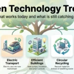 Green Technology in 2026: Trends and Innovations Green technology trends infographic: solar power, electric transport, efficient buildings and circular recycling work today, while hydrogen still lags.