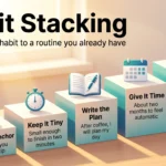 How to Use Habit Stacking for Increased Productivity Habit stacking infographic: five ascending steps, from picking an anchor routine and keeping habits tiny to adding one stack at a time.