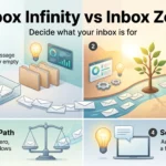 Inbox Infinity: An Alternative to Inbox Zero When You Can’t Keep Up Infographic comparing Inbox Zero and Inbox Infinity, plus the middle path of key senders to zero and an auto-reply that sets expectations.