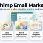 Mailchimp Email Marketing: Features and Pricing Mailchimp email marketing infographic showing plans from Free to Premium, email automation, segmentation, creative templates and tool integrations.
