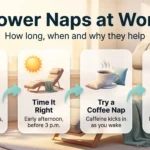 Power Naps at Work: How Long, When and Why They Help Infographic on power naps at work: keep naps to 20 to 30 minutes, nap in the early afternoon before 3 p.m., try a coffee nap and wake up sharper.