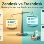 Zendesk vs Freshdesk infographic comparing setup speed, cost per agent, routing and reporting, AI billing and best fit for support teams